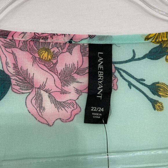 New Lane Bryant size 22/24 Floral Chiffon Flare Sleeve Open Front Feminine Top - Picture 2 of 10